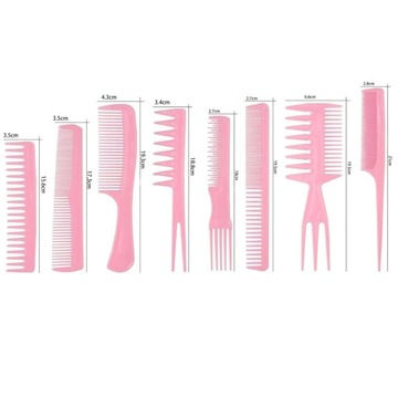 Набор расчесок для расчесывания красящих масок, розовый, 8 шт.