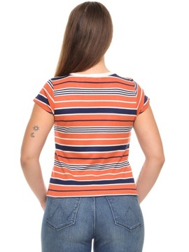 LEE t-shirt ORANGE casual s/s STRIPET _ XS