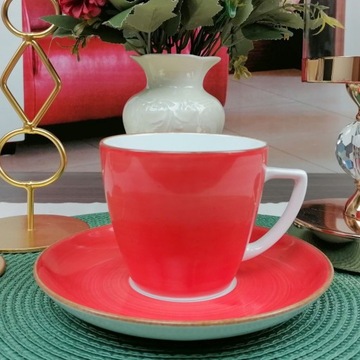 LIQUID BOSS KARMIN 12 X ЧАШКА 350 МЛ + Блюдце КРАСНЫЙ КРАСНЫЙ