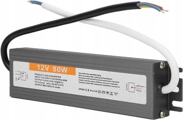 ZASILACZ HERMETYCZNY WODOODPORNY LED 12V 80W IP68