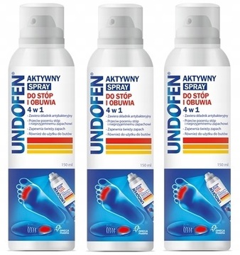 UNDOFEN Aktywny spray do stóp obuwia 4w1 3 SZTUKI