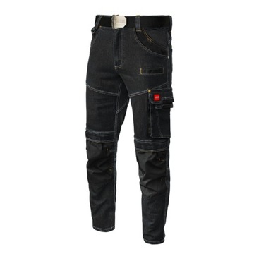 JEANS STRETCH CZARNE SPODNIE ROBOCZE DŻINSY r. L