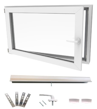 Okno PCV białe 70x40 LEWE, nowe 700x400 mm rozwierno uchylne, dwuszybowe