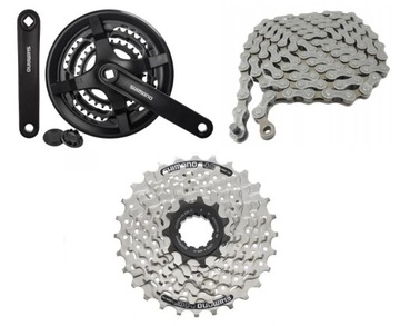 ZESTAW NAPĘDU SHIMANO 7rz KORBA 48T, KASETA 28T, ŁAŃCUCH 3x7, NAPĘD 3x7