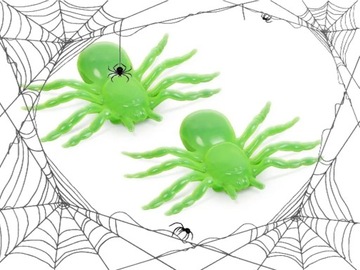 PAJĄK HALLOWEEN 2 SZT DUŻE DEKORACJA STRASZNE PAJĄKI 11cm FLUORESCENCYJNY