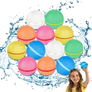 ЦВЕТНЫЕ МНОГОРАЗОВЫЕ ВОДНЫЕ БОМБЫ 12 ШТ. ИГРУШКИ ДЛЯ БАССЕЙНА