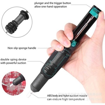 Вакуумный насос для распайки. Противоскользящая ручка с присоской и 2 фитилями для пайки.