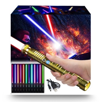 METAL RĘKOJEŚĆ MIECZ ŚWIETLNY ŚWIECĄCY POJEDYNEK WOJOWNIK Z DŹWIĘK RGB KOL