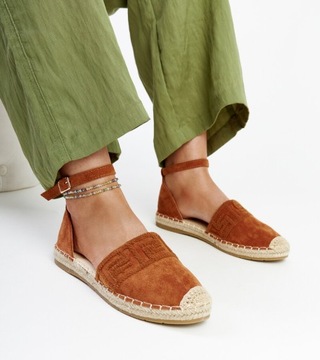 Hers Sandały damskie brązowe espadryle zamszowe buty r. 38