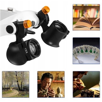 OKULARY JUBILERSKIE NAPRAWA LUPA 25X OPASKA NA GŁOWĘ OKULARY PRECYZYJNE LED