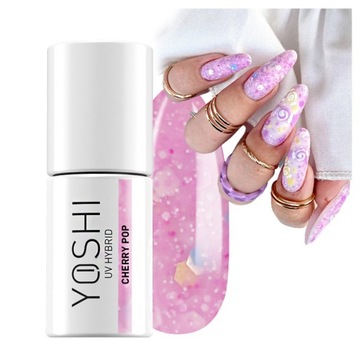 Yoshi Lakier Hybrydowy Glitter 6ml 721 Cherry Pop Kolekcja Candy Shop