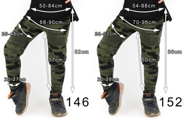 Getry chłopięce Długie legginsy Spodnie Khaki Moro 110