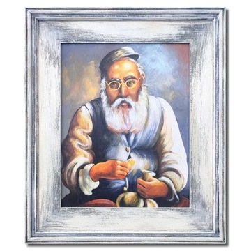 PORTRET ŻYDA Z PIENIĄŻKIEM ŻYD NA SZCZĘŚCIE OBRAZ