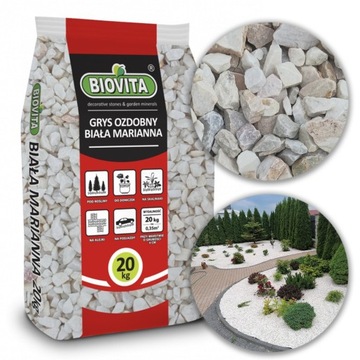 GRYS BIAŁA MARIANNA 16-32mm 20kg kamień ozdobny do ogrodu ogrodowy Biovita