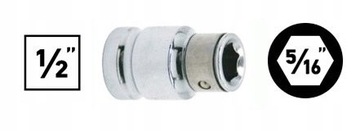 ADAPTER DO BITÓW 1/2'' x 6-KT 5/16'' JONNESWAY