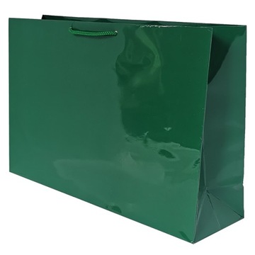 Torebka papierowa laminowana ZIELONA 35x10x23cm