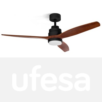 WENTYLATOR SUFITOWY UFESA WIATRAK LAMPA LED SUFITOWA DREWNIANA WENTYLATOREM