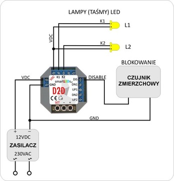 2-канальный интеллектуальный проводной диммер для светодиодов 12 В 24 В smartLEDs D2D