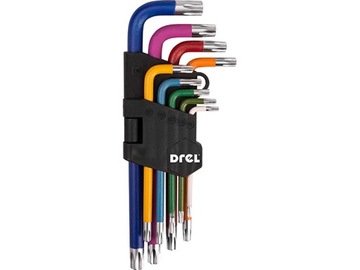 KLUCZE TORX T10-50 Z OTWOREM ZESTAW 9szt KOLOROWE