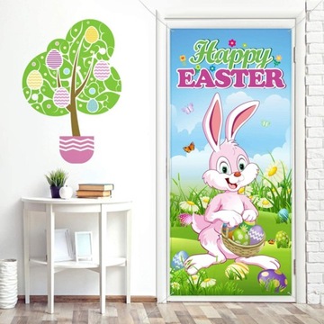 Пасхальная дверная крышка, плакат с вывеской «Bunny Yard», светлый кролик с пасхальными яйцами