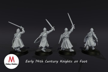 14th Century knights on foot- Zestaw x4