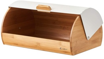 CHLEBAK POJEMNIK NA CHLEB PIECZYWO BIAŁY DUŻY XXL BAMBUSOWY 39x28x18,5 CM