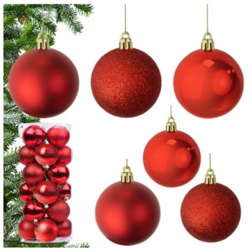 НАБОР РОЖДЕСТВЕНСКИХ ШАРОВ ДЛЯ ЁЛКИ 4см 24шт