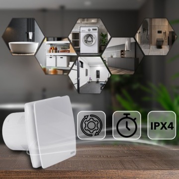 EBERG AXI 100 тихий потолочный вентилятор для ванной комнаты + обратная заслонка