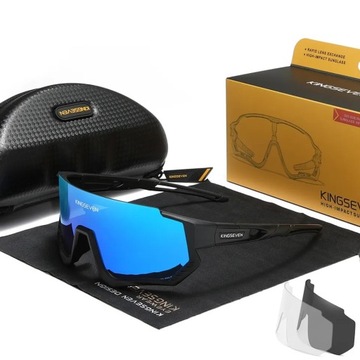 OKULARY SPORTOWE NA ROWER ROWEROWE FILTR UV 400 POLARYZACJA NIEBIESKIE