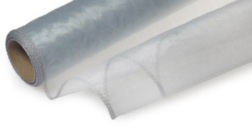 Organza organtyna obszywana 40cm/8m Ślub SREBRNA