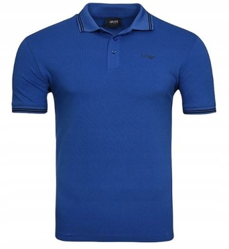 ARMANI Blue POLO Polówka Niebieska _ L