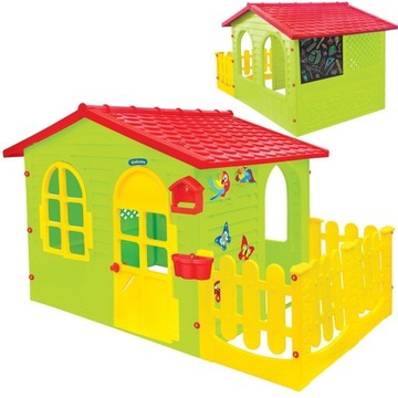 САДОВЫЙ ДОМИК ДЛЯ ДЕТЕЙ С ЗАБОРОМ И ДОСКОЙ, БОЛЬШОЙ XXL Mochtoys Polish