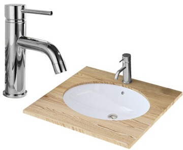 Umywalka Podblatowa Rea Nel + Bateria Nexos Chrom