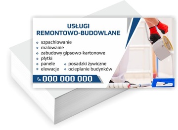 Wizytówki firmowe PROJEKT GRATIS 100 sztuk USŁUGI REMONTOWO-BUDOWLANE