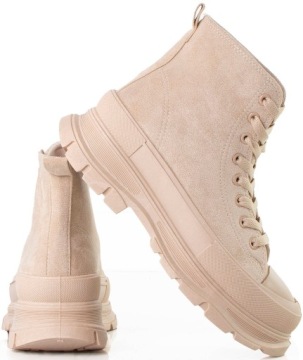 БЕЖЕВЫЕ КРОССОВКИ НА ВЫСОКОЙ ЗАМШЕВОЙ ПЛАТФОРМЕ 40