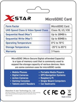 Карта памяти X-Star microSDXC 256 ГБ + адаптер