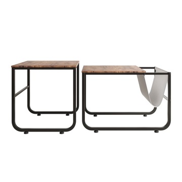 STOLIK KAWOWY 2W1 ŁAWA LOFT METAL ZESTAW VINTAGE