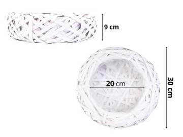 WIKLINOWY KOSZYK BIAŁA OSŁONKA NA KWIATY STROIK PLECIONA DEKORACJA 30 cm
