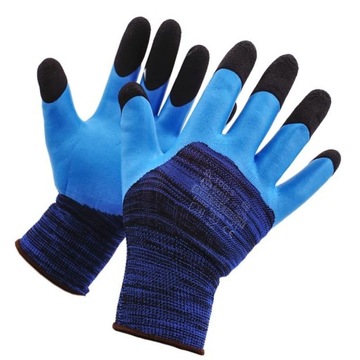 Rękawice robocze palce czarne latex szorstkow. 9