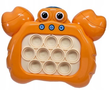 PUSH BUBBLE pop it sensoryczna gra konsola pomarańczowa pomarańczowy krab