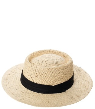 Stylowy kapelusz damski ozdobiony taśmą Szerokie rondo 9 cm