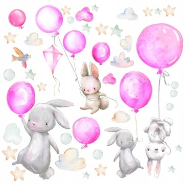 Naklejki na ścianę Króliczki balony dla dzieci