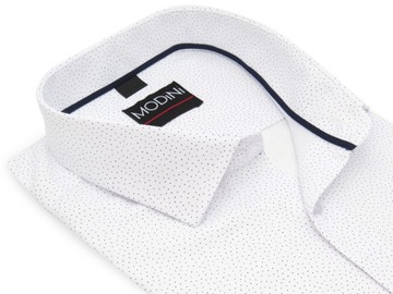 Biała koszula męska z krótkim rękawem w kropeczki YK17 188-194 / 49-Regular