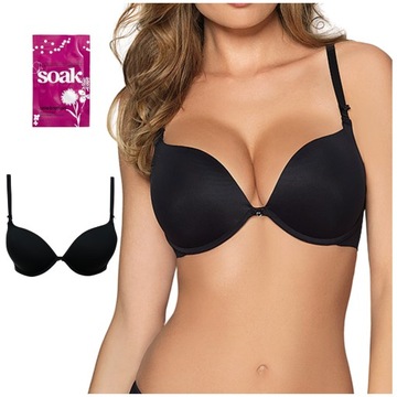 Biustonosz SUPER PUSH UP powiększa gładki Corin Dolly czarny PŁYNGRATIS 65D