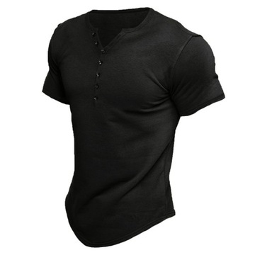 Męskie T-shirty Slim Solid Muscle Sportowe koszule z krótkim rękawem Casual
