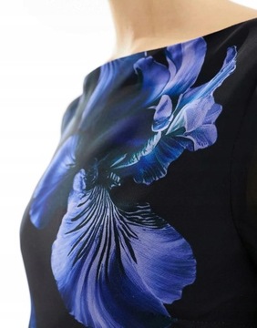 Asos Design NH2 zam czarna maxi sukienka wzór kwiaty długi rękaw XXL