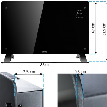 Yoer Стеклянный конвектор Электрический обогреватель 2500 Вт +ECO +WiFi LED +таймер