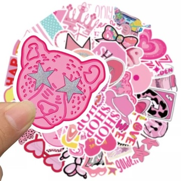 НАКЛЕЙКИ РОЗОВЫЕ НАКЛЕЙКИ MIX STICKER BOM 50 шт.