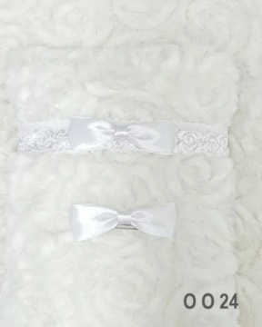 Набір Пов'язка І Прикраса Для Хрещення для дівчинки біла З З 24 56 Angelino