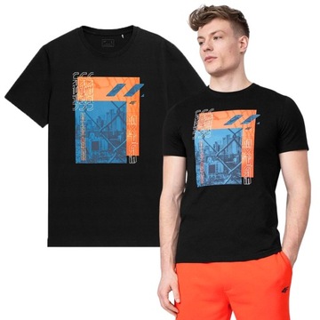 4F T-shirt Koszulka Męska TSM012 Głęboka Czerń M